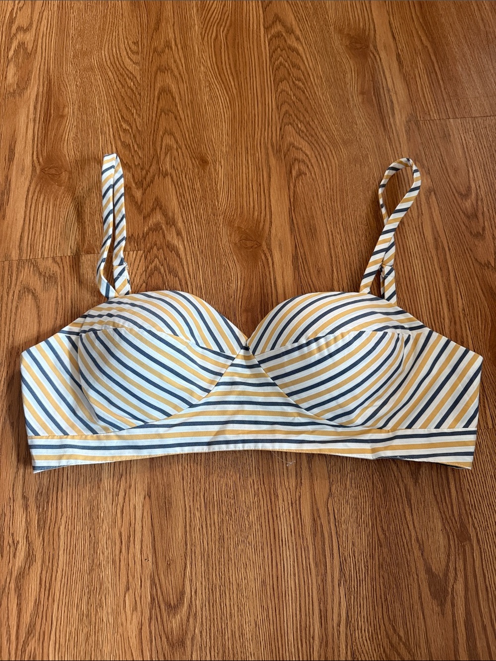 Favorite Daughter Striped Bra in White, Blue & Yellow